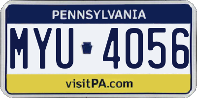 PA license plate MYU4056