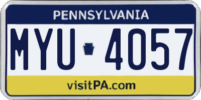 PA license plate MYU4057