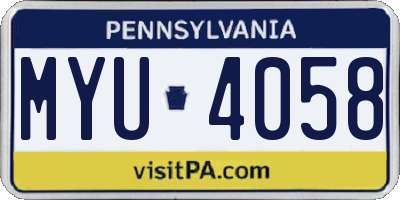 PA license plate MYU4058