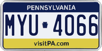 PA license plate MYU4066