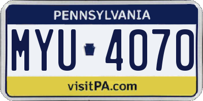 PA license plate MYU4070