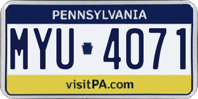 PA license plate MYU4071