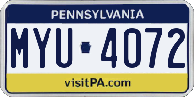 PA license plate MYU4072