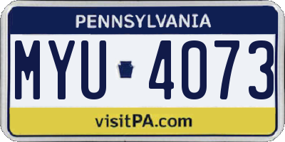 PA license plate MYU4073