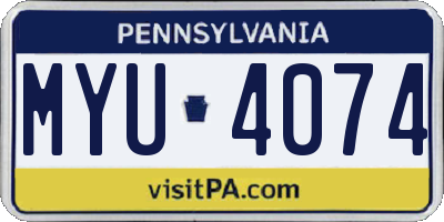 PA license plate MYU4074