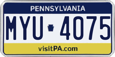 PA license plate MYU4075