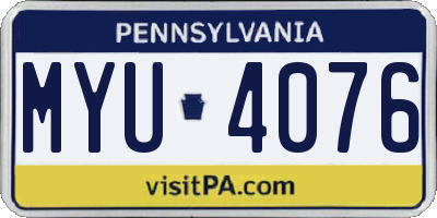 PA license plate MYU4076