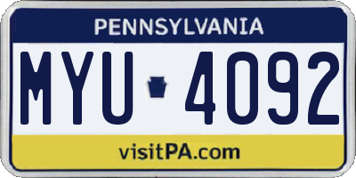 PA license plate MYU4092
