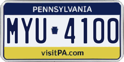 PA license plate MYU4100