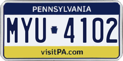 PA license plate MYU4102