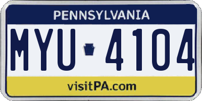 PA license plate MYU4104
