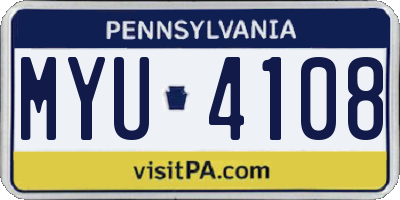 PA license plate MYU4108