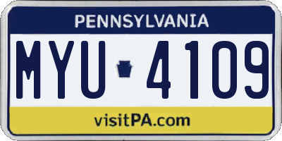 PA license plate MYU4109