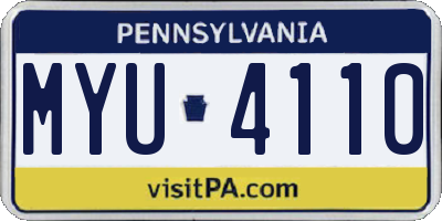 PA license plate MYU4110
