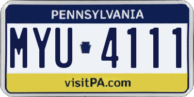 PA license plate MYU4111