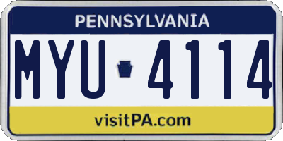 PA license plate MYU4114
