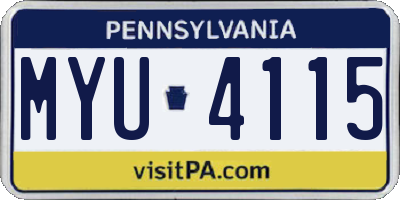 PA license plate MYU4115