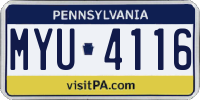PA license plate MYU4116