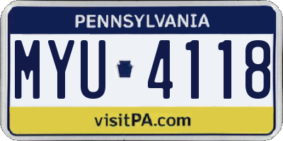 PA license plate MYU4118