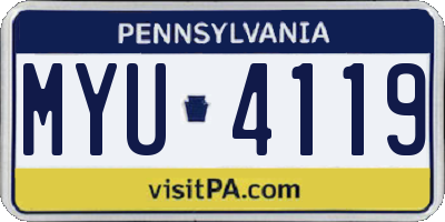 PA license plate MYU4119