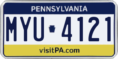 PA license plate MYU4121