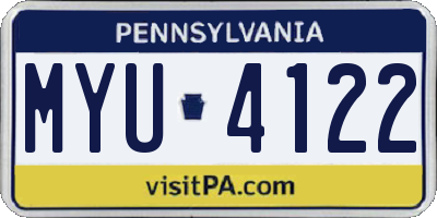 PA license plate MYU4122