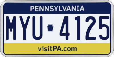 PA license plate MYU4125