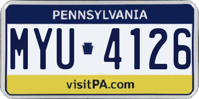 PA license plate MYU4126