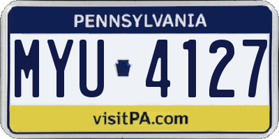 PA license plate MYU4127