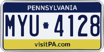 PA license plate MYU4128