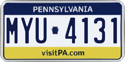 PA license plate MYU4131