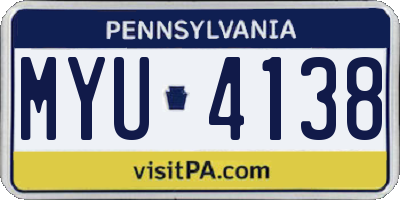 PA license plate MYU4138