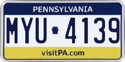 PA license plate MYU4139