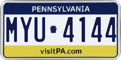 PA license plate MYU4144