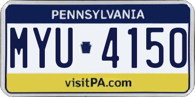 PA license plate MYU4150