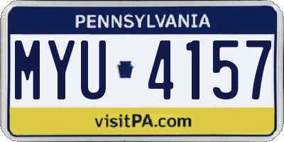 PA license plate MYU4157