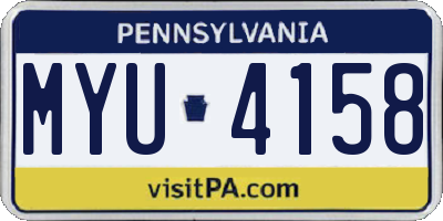PA license plate MYU4158