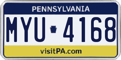 PA license plate MYU4168
