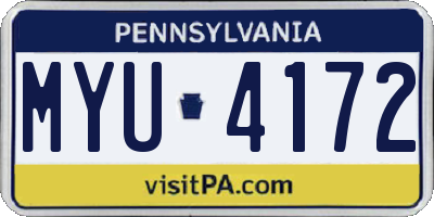PA license plate MYU4172