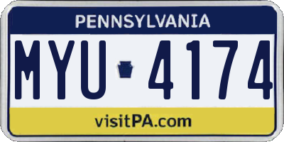 PA license plate MYU4174