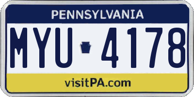PA license plate MYU4178