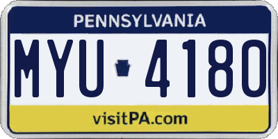 PA license plate MYU4180