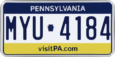 PA license plate MYU4184