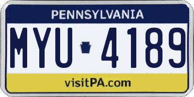 PA license plate MYU4189