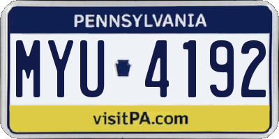 PA license plate MYU4192
