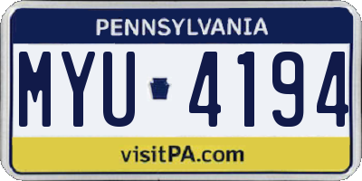 PA license plate MYU4194