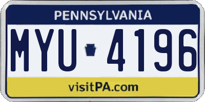 PA license plate MYU4196