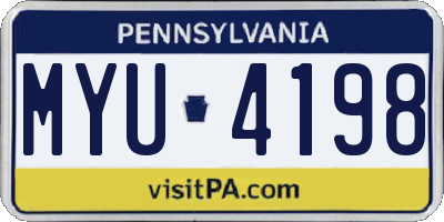 PA license plate MYU4198