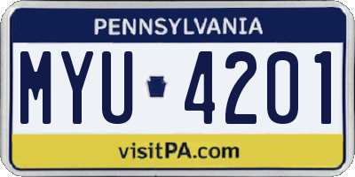 PA license plate MYU4201