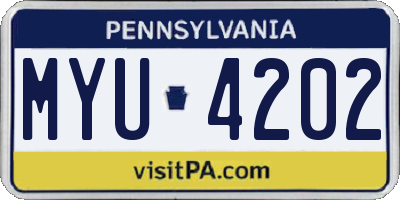 PA license plate MYU4202